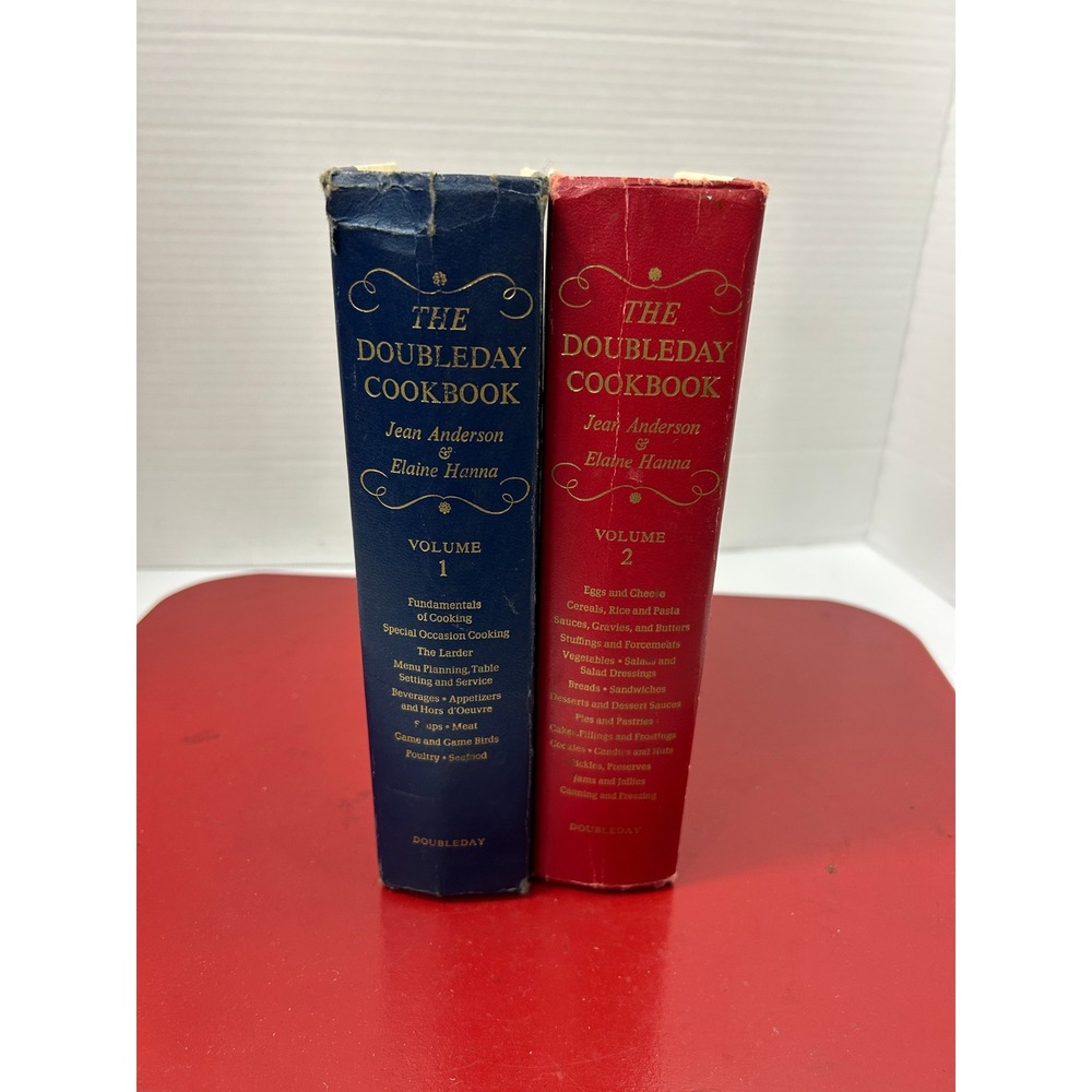 Doubleday 1975 Cookbook Set OS Blue Red Hardcover Vintage Retro Kitchen 70s